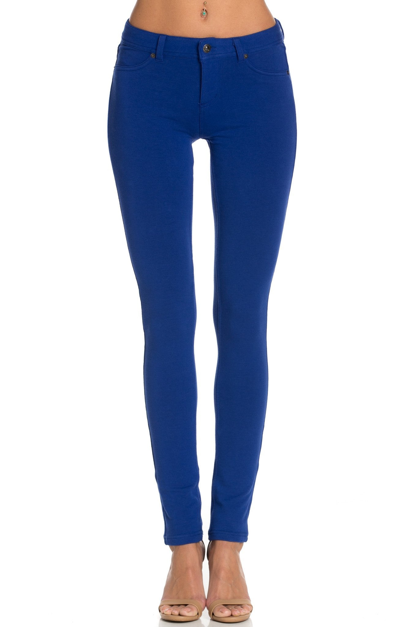 Royal blue camo jeggings with rhinestone details