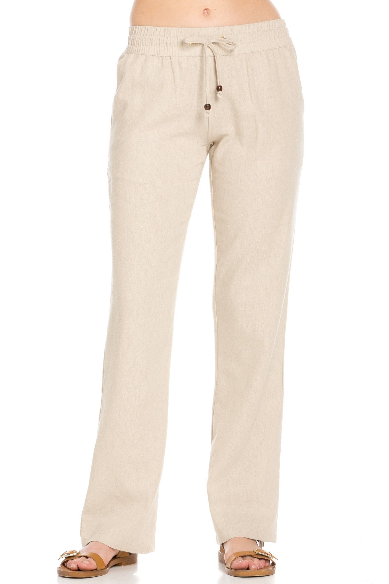 Womens Premium Soft Linen Pants Relaxed Fit Comfort Wear Boho